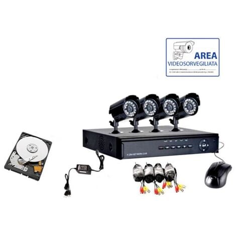 HOUSECURITY KIT DE VIDEOSURVEILLANCE 4 CAMERA INFRAROUGE HD160 + DVR + ALIMENTATION + CABLES