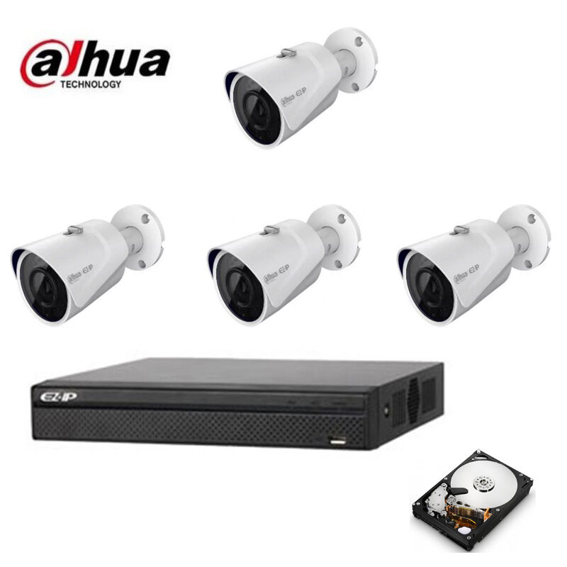 Dahua - kit de vidéosurveillance ip 4 caméras 2 mpx hd 500 gb