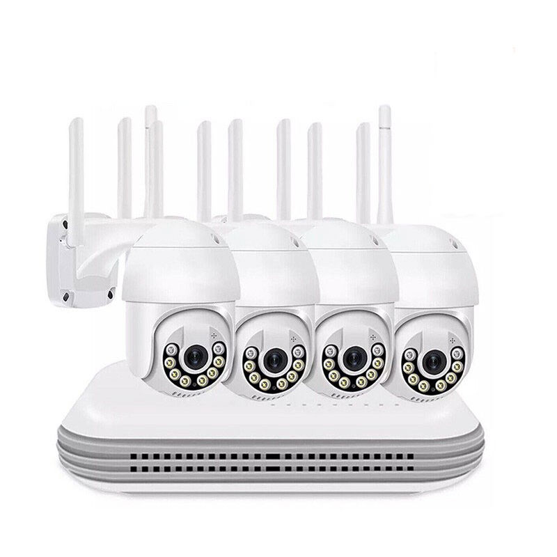 Kit De Vidéosurveillance Ptz Ip Sans Fil 4 Caméras 5 Mpx Wifi Remote Wifi