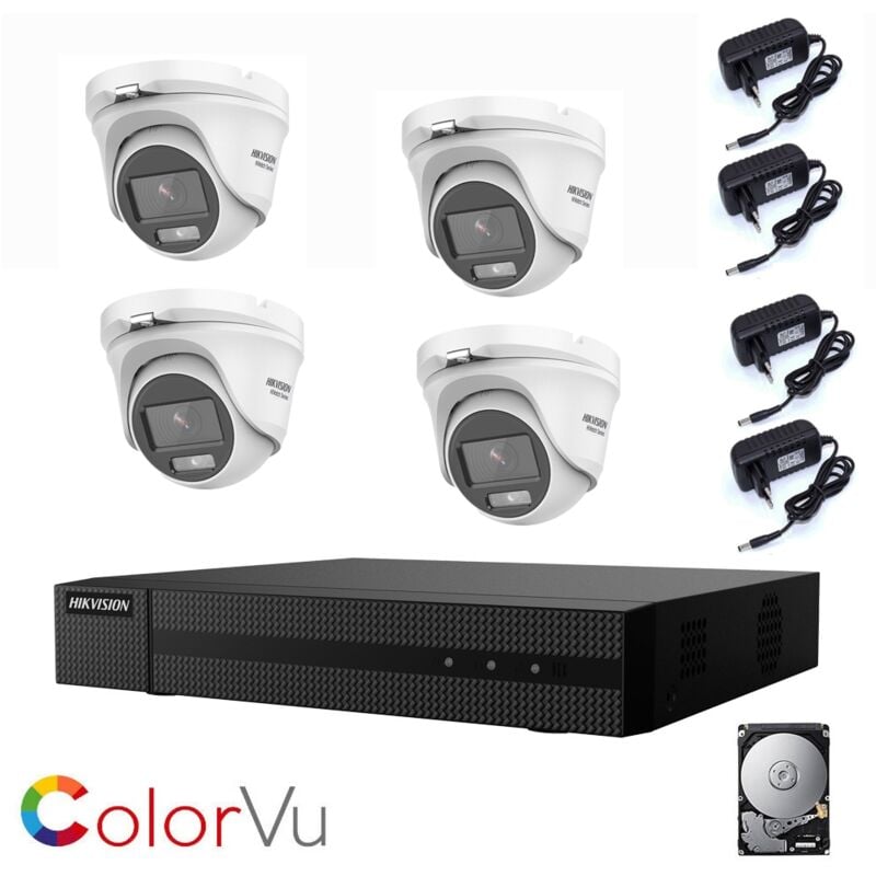 Hikvision - fullcolour video surveillance kit 2 mpx 4 hd cameras 2 tb