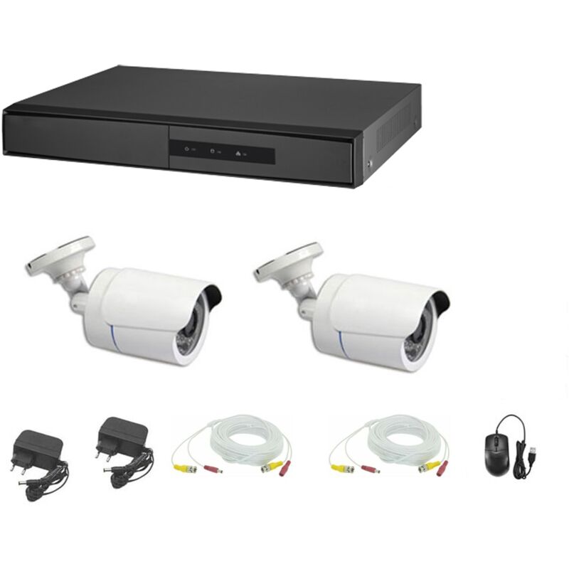 Housecurity - kit de vidéosurveillance ahd cloud dvr 4 canaux 2 caméras 5 mpx cables