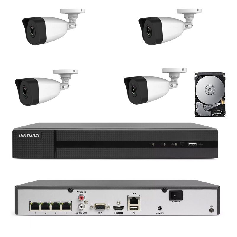 Kit De Video Surveillance Poe 4 Canaux Nvr 2 Mpx H265 Cloud Ip Hd 500 Gb Hikvision