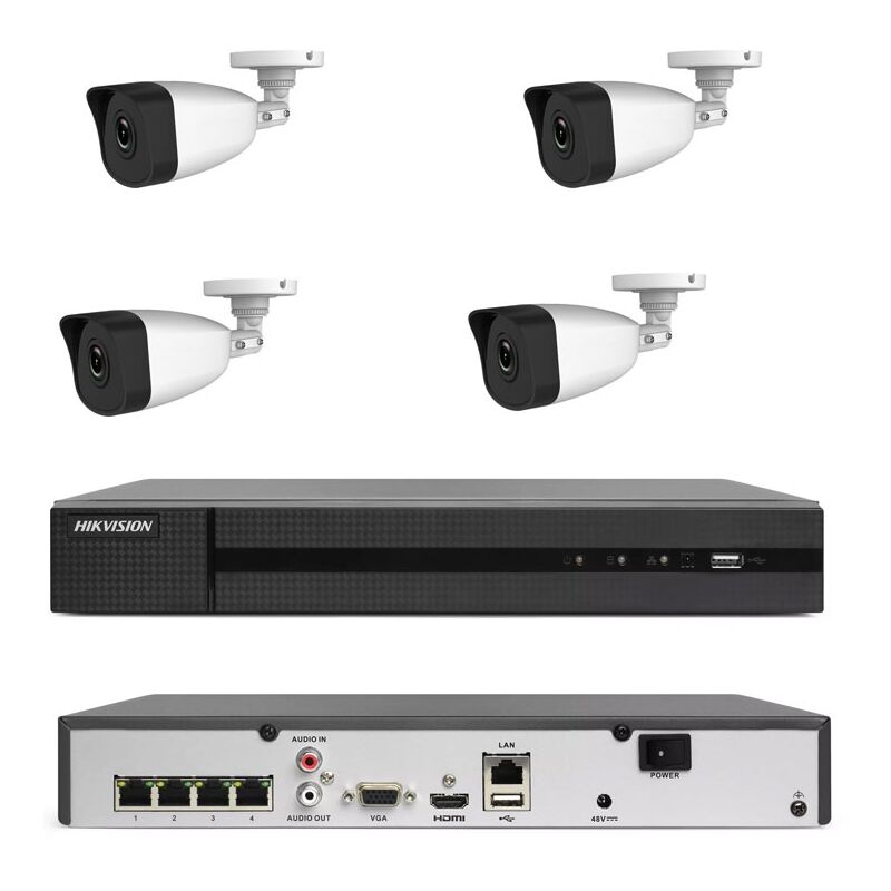 Hikvision - kit de vidéosurveillance poe 4 canaux nvr 2 mpx H265 cloud ip
