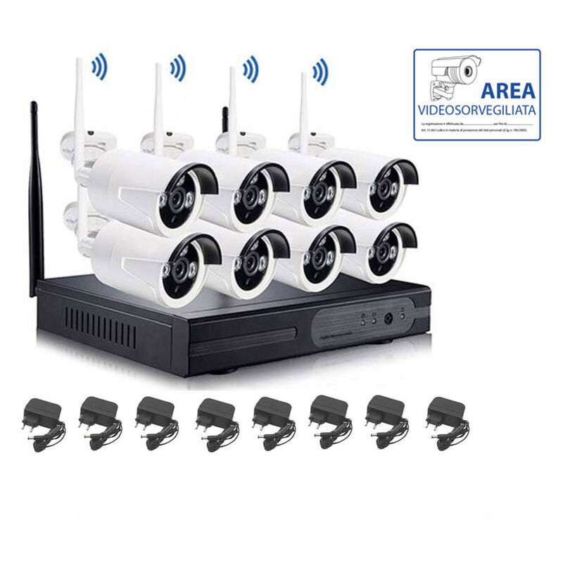 Kit de surveillance vidéo sans fil 2MPX nvr 8 canaux 8 caméras sans fil