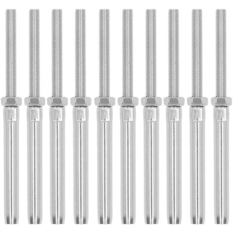Kit de vis d'ancrage à sertissage pour rail de cable, M10, 10 pièces en acier inoxydable, 5mm/0.2in, matériel robuste et résistant à la corrosion.