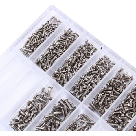 Kit de vis en acier inoxydable - VVIKIZY - 1000 pièces - Réparation lunettes et montres - Mixte - Argenté