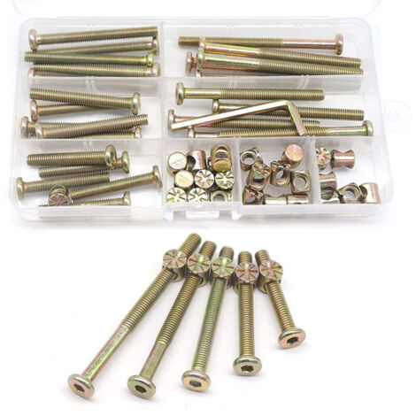 Kit de vis et écrous pour cadre de lit, pièces pour lit bébé, 25 pièces pour lit superposé, vis M6-1 x 40 mm/ 50 mm/ 60 mm/ 70 mm/ 80 mm/ Kit de meubles