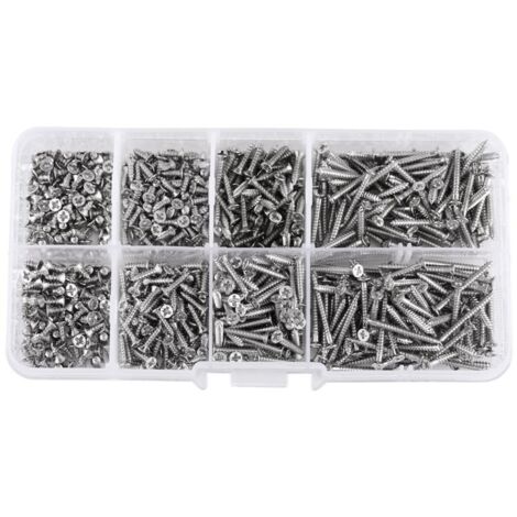 Kit De Vis M2, Vis À Tête Plate En Acier Au Carbone Nickelé 800Pcs, Vis Autotaraudeuses, Assortiment D'Attaches De Travail Du Bois, Avec Boîte
