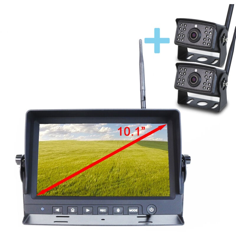 Kit de vue arrière sans fil Yatek Ecran ahd 10,1' + 2 caméra 1080P 120º(H) de vision de vision con a distance de réception de 150m