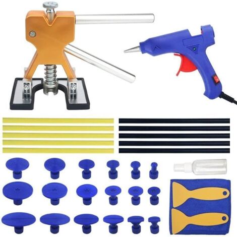 Kit Débosselage sans Peinture - Outil Carrosserie - 34 PCS - Pistolet à Colle - Doré
