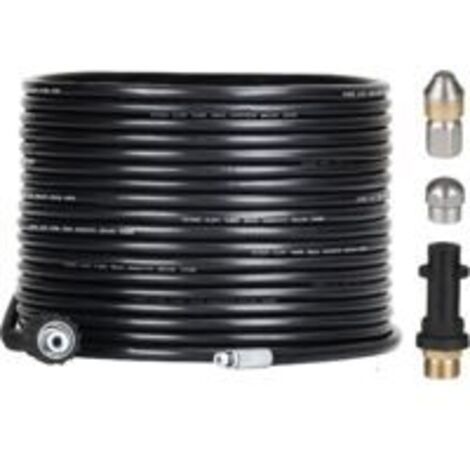Kit débouchage tuyau 15 m pour nettoyeurs haute pression Kärcher – Pression 180 bars – Buse pivotante et adaptateur M22 inclus