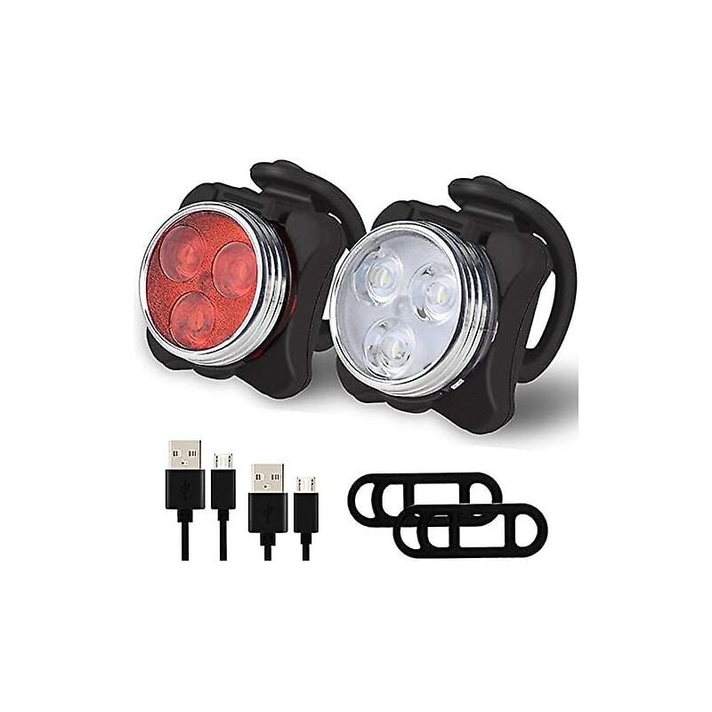 Kit d'éclairage de vélo rechargeable par USB super lumineux – Lumières LED étanches pour la sécurité en montagne et sur la route. Chargement USB sans