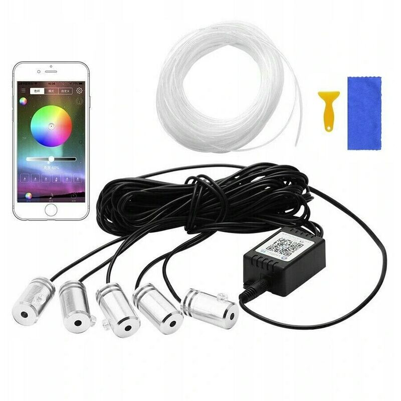 Jusch - Kit d'éclairage de voiture, led, rvb, 6 m, multicolore