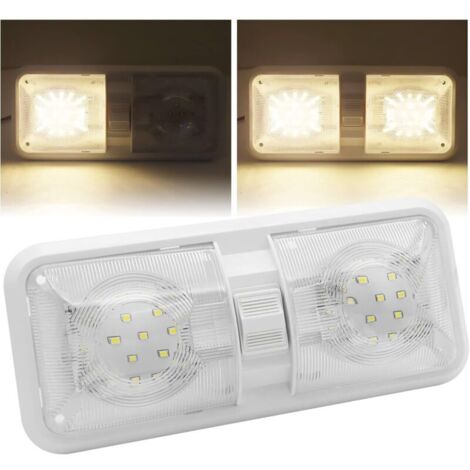 Kit d'éclairage intérieur pour voiture (2 pièces), barre lumineuse LED blanche ultra-brillante avec 48 LED, 12 V, avec interrupteur marche/arrêt, pour camping-car, camion, bateau