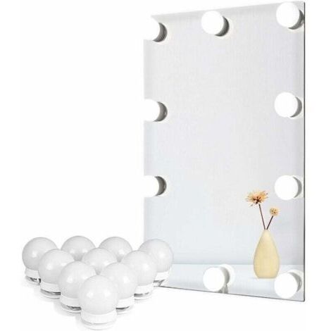 Kit d'éclairage LED pour miroir de courtoisie style Hollywood pour coiffeuse, miroirs avec variateur et bloc d'alimentation, bande lumineuse à brancher, 2 m, miroir non inclus