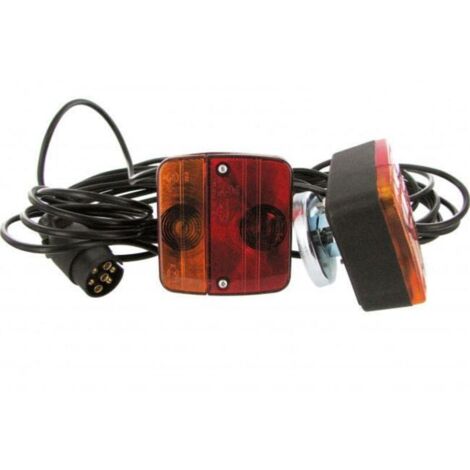 Kit d'éclairage magnétique pour remorque – Longueur câble 7,50 m – Installation rapide avec 2 aimants puissants – Feux 108 x 103 x 52 mm