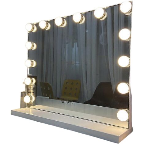 Kit d'éclairage miroir avec 14 ampoules pour coiffeuse, miroir LED Hollywood à intensité variable, éclairage de coiffeuse USB avec interrupteur