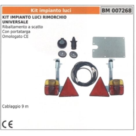 Kit d'éclairage universel pour remorque encliquetable inclinable avec porte-plaque