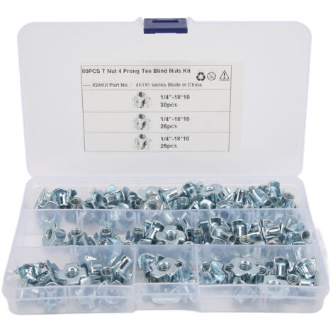 Kit D'écrous Aveugles en T à 4 Broches, Assortiment D'écrous en Acier au Carbone de 1/4 Pouces pour équipement électronique de Camping-car.