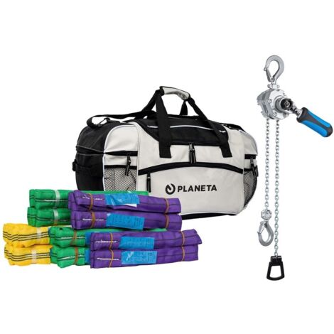 Kit d'élingues rondes avec palan mini dans un sac de sport