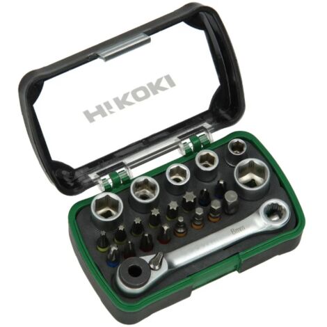 Kit d'embouts Hikoki 24 pie'ces assorties pour perceuses, tournevis, outils e'lectriques avec porte-embout magne'tique