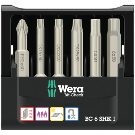 Kit d'embouts Wera Check 6 SHK 1 SB, 6 pièces