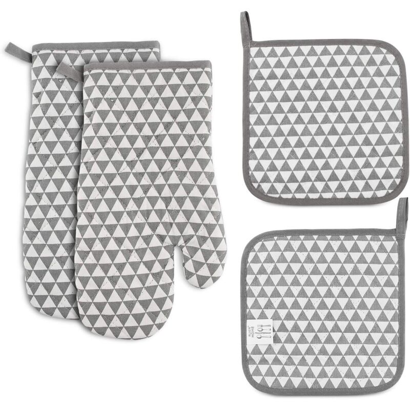 Gants de Four,Maniques Cuisine,Antidérapant Résistant à la Chaleur Gants de Four en Coton,Gants de Cuisine avec Boucle Suspension,1 Paire Gants