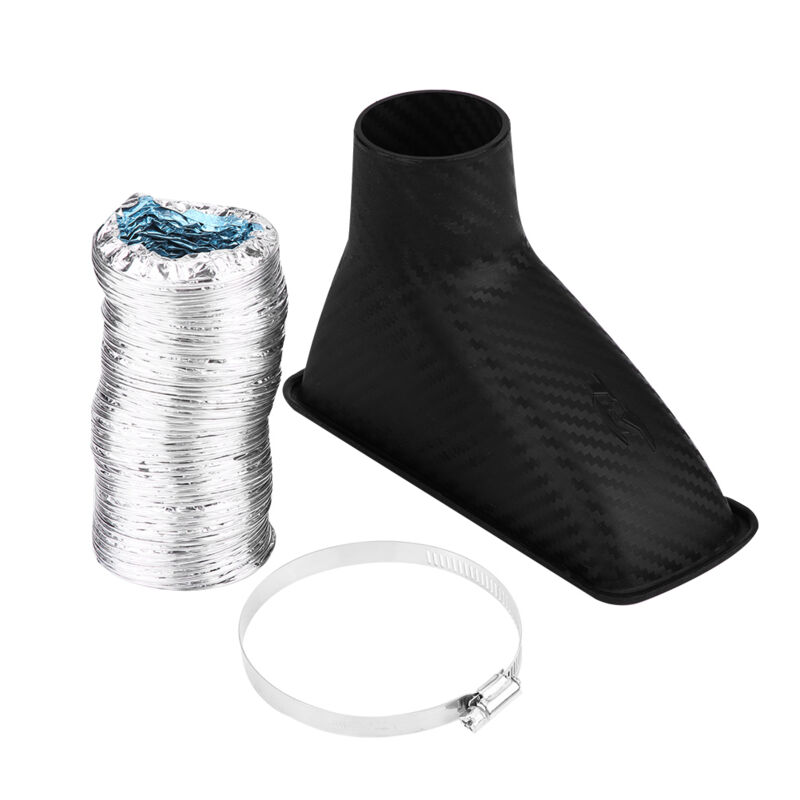 Rapanda - Kit d'entonnoir de tuyau d'admission de turbine turbo d'admission d'air de pare-chocs avant modifié universel de voiture carré