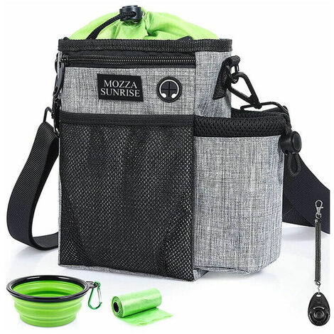 Kit d'entraînement pour chiens et chiots avec croquet pour la marche, gris + vert