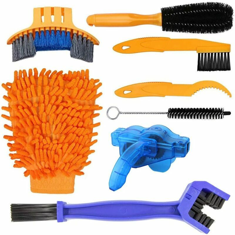 Kit d'entretien de nettoyeur de vélo en 8 parties pour divers modèles, y compris une brosse pour roue de pneu de chaîne de vélo EPH