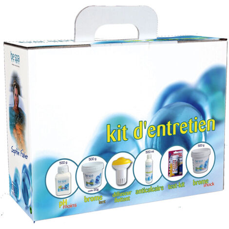 Kit d'entretien oxygène actif pour spa gonflable – pH moins 500g – Anticalcaire 500ml – Test-kit pH – Diffuseur flottant – Water Clip
