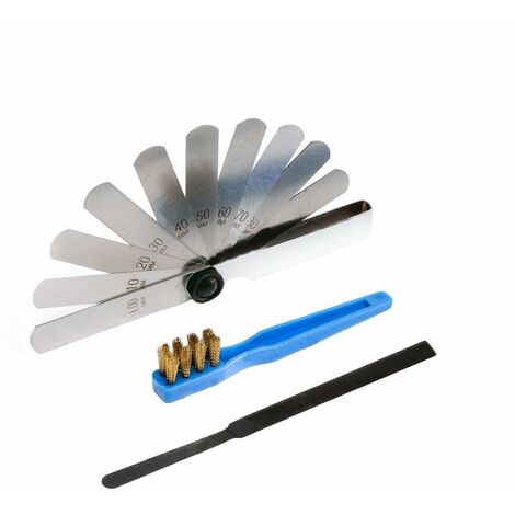 Kit D'entretien Pour Bougie D'allumages Et Rupteurs Comprenant Jeu De 10 Cales De 0,10mm à 1mm, D'une Lime Plate Et D'une Brosse