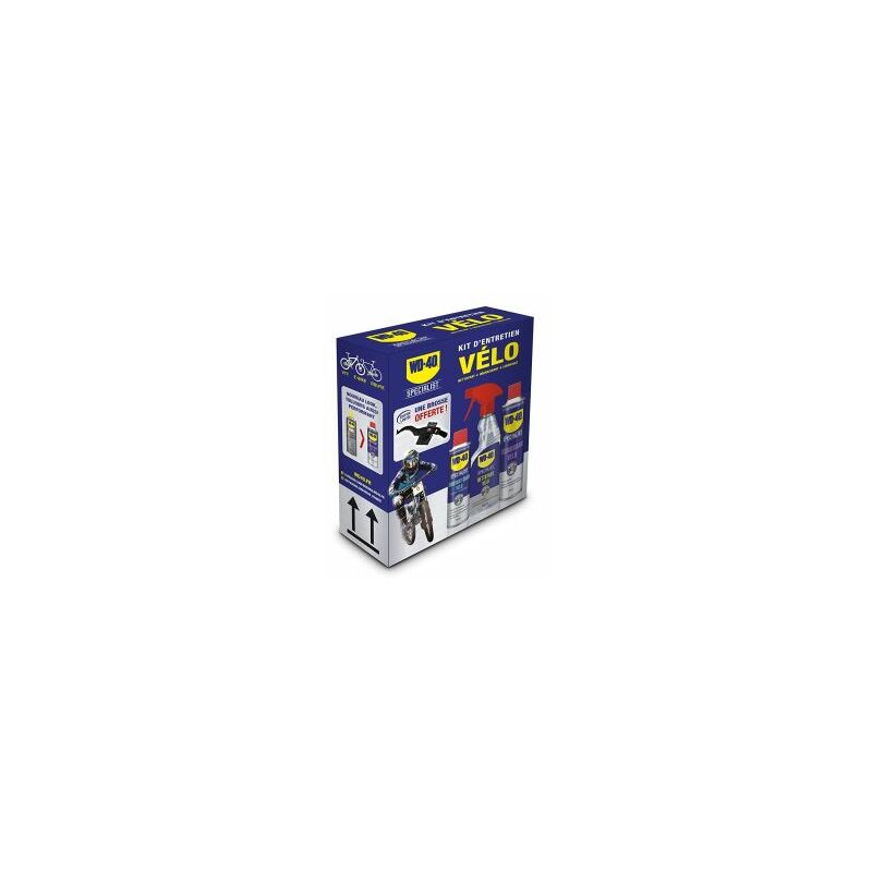 Kit d'entretien Vélo Wd-40 specialist : Nettoyant + Dégraissant + Lubrifiant Chaîne + brosse offerte ( Prix pour 1 Kit )
