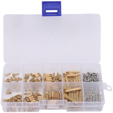 Kit d'espacement d'espacement, boîte d'assortiment d'écrous, fournitures industrielles filetées en laiton M2 260 pièces