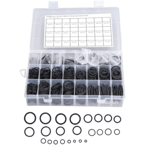 Kit d'étanchéité 1200 joints toriques nitrile noir, assortiment multi-tailles pour plomberie et mécanique