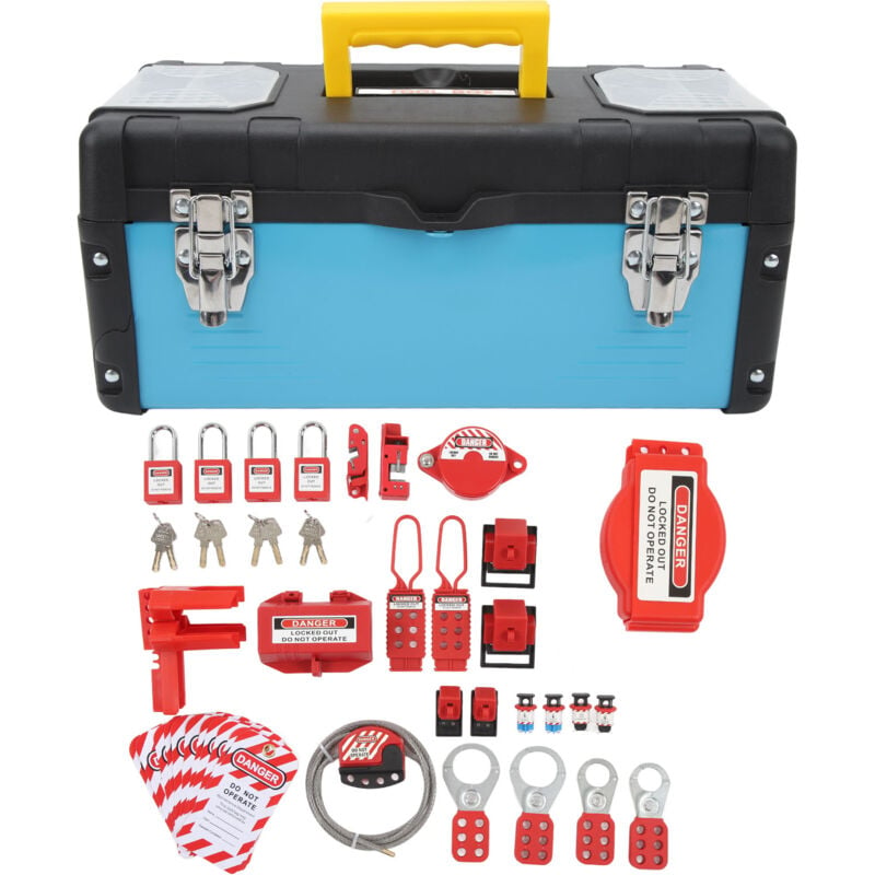 Treetalk - Kit d'étiquetage de verrouillage électrique, 47 pcs, verrouillage de sécurité avec cadenas, moraillon, étiquette, attache en nylon, prise,