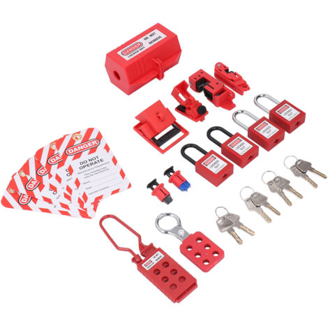 Kit d'étiquette de lock-out électrique Hasps plug Loto Safety Locks Hanging Tags Clés et sac de rangement
