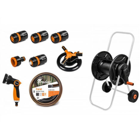 Kit dévidoir avec tuyau arrosage 1/2" BLACK LINE 20m + arroseur