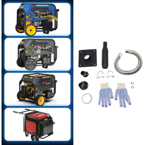 Kit d'Extension pour Ventilateur de Générateur en Acier Galvanisé & Acier Inoxydable, 1 Kit, 4 Vis, 1 Film d'Étanchéité, 2 Gants, Manuel, Taille 18 cm, Diamètre 2,5 cm, Réduction de Bruit 55%, Montage