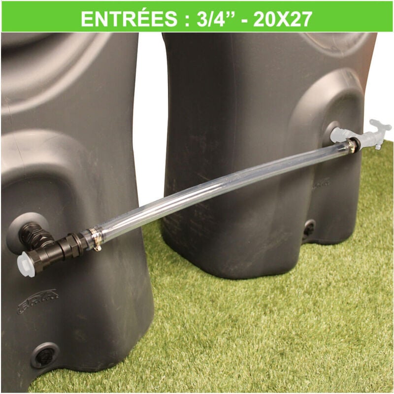Kit d'extension souple pour récupérateurs d'eau de pluie (filetage 3/4' - 20x27)