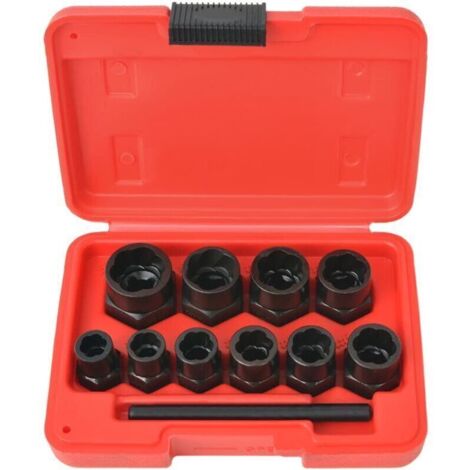 Kit d'extracteur de boulons/d'écrous endommagés Acier 11 pcs