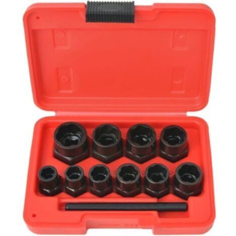 Kit d'extracteur de boulons/d'écrous endommagés Acier 11 pcs XL