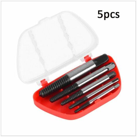 Kit d'extracteur de vis 5 pièces Extracteur de boulon cassé et kit de retrait de tuyau de rupture d'eau Kit d'outils de retrait de vis à gauche avec boîte de rangement