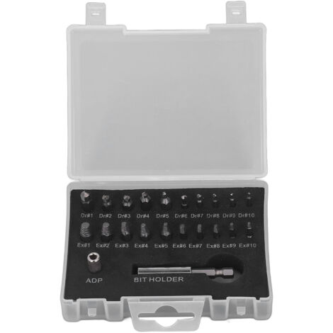 Kit d'extracteur de vis en acier rapide pour boulons cassés avec embouts de tournevis