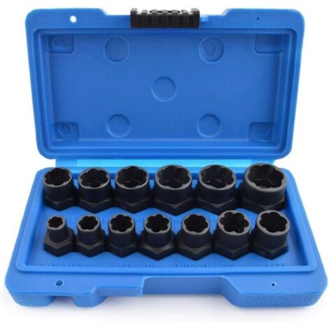 Kit d'extracteurs de vis 13 pièces, extracteur d'écrous antivol universel, jeu de douilles Torx femelles pour retirer les boulons et écrous rouillés et endommagés