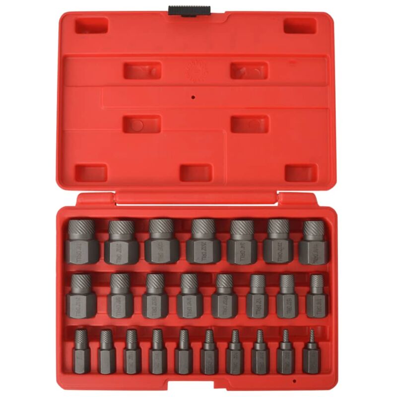 Kit d'extracteurs de vis à cannelures multiples acier 25 pièces