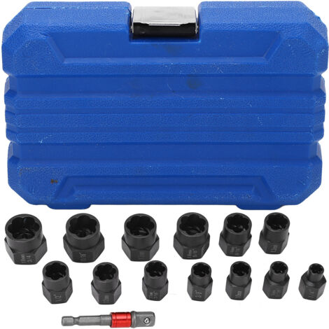 Kit d'extraction de boulons endommagés 14 pièces, douilles hex pour vis rouillées, extracteur 3/8 pouce