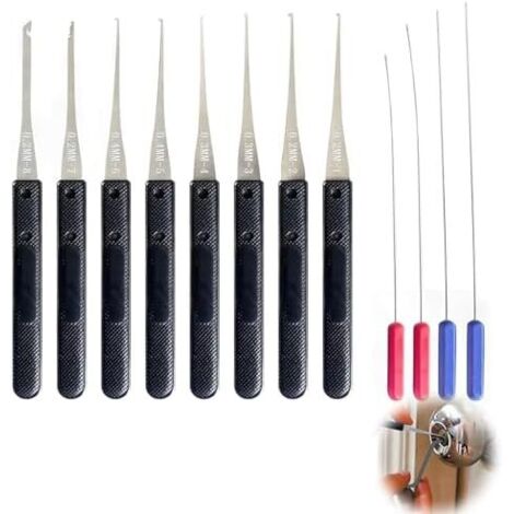 Kit d’Extraction de Clés Cassées 12 Pièces, Outils Serrurier Professionnels pour Retirer Coincées, Serrures Auto, Maison et Bureau -