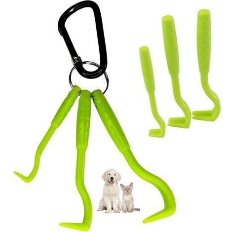 Kit d'extraction de tiques comprenant une pince et un crochet, adapté aux chats, aux chiens et aux humains. Crochets en acier inoxydable. Permet d'éliminer les parasites. Kit de trois pièces : pince e