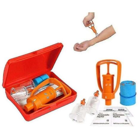 Kit d'extraction de venin – Pompe à vide réutilisable – 2 ventouses pour aspiration efficace – Trousse de secours compacte